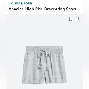 Violets & Roses “Annalee” high rise drawstring shorts